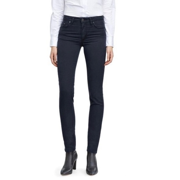 Acne Studios  Flex Ups Black Mid Rise Skinny Jean Raw Hem cropped - Picture 1 of 13